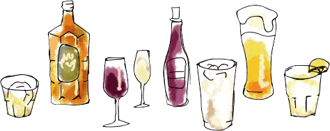 豊富な飲み物のイラスト